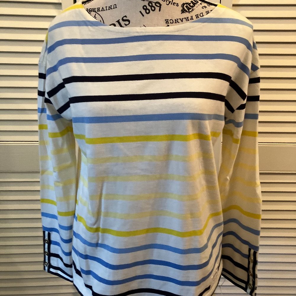 NWT Talbots Boatneck "Authentic" Long-sleeved Striped Tee